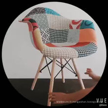 Chinois tapissé tissu coloré de jambe en bois de tissu de jambe de tissu de patchwork moderne dinant la chaise